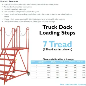 7 Tread Wide Truck Dock Loading Stairs Non Slip Platform Vehicle Step Ladder