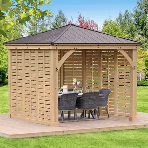 3m (10ft) Meridian Gazebo with Triple Privacy Wall