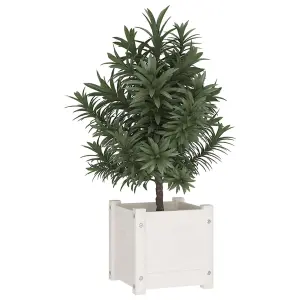 Berkfield Garden Planters 2 pcs White 31x31x31 cm Solid Pinewood