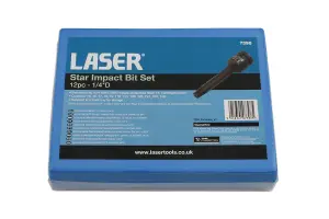 Laser Tools 7398 12pc 1/4" Drive Star/Torx Impact Socket Bit Set - T5-T40