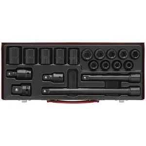 Comprehensive 19 Piece Impact Socket Set with Extensions and Adaptor