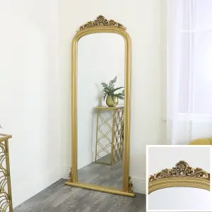 Melody Maison Tall Gold Ornate Vintage Wall / Leaner Mirror 80cm x 180cm