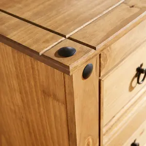 Home Source Corona 2+2 Drawer Rustic Chest Natural Waxed