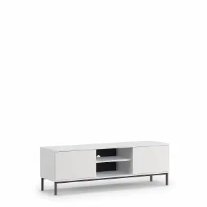 Querty 05 TV Cabinet in White Matt - Modern Elegance with Ample Storage - W1500mm x H500mm x D410mm