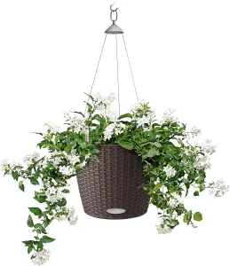 LECHUZA NIDO Cottage 28 Mocha Self-watering Hanging Planter with Substrate and Water Level Indicator D27 H23 cm, 13L