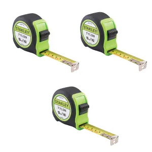 X3 Stanley Hi-Vis 5m 16ft Tylon Tape Measure Green STA130696NHV STA130602HG