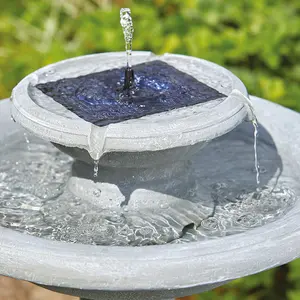 Chatsworth Solar Powered Bird Bath Fountain - Stone Effect Resin Outdoor Garden Cascading Water Feature - H78 x W53 x D53cm