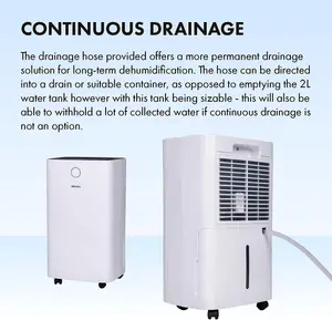 12L Day Low Energy Dehumidifier Laundry Drying Mode Dust Filter Energy Efficient