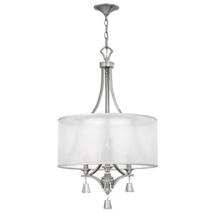 Elstead Mime 3 Light Multi Arm Ceiling Pendant Chandelier Brushed Nickel, E14