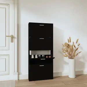 Shoe Cabinet Black 59x17x150 cm Engineered Wood