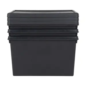 3 x Wham Bam 62L Stackable Recycled Plastic Storage Box & Lid Black