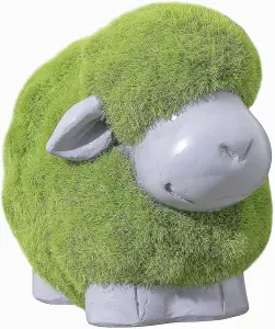 SA Products Green Sheep Ornament Set - Made from Durable Resin - Soft Grass Coat