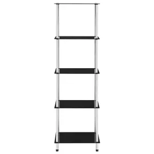 Berkfield 5-Tier Shelf Black 40x40x130 cm Tempered Glass