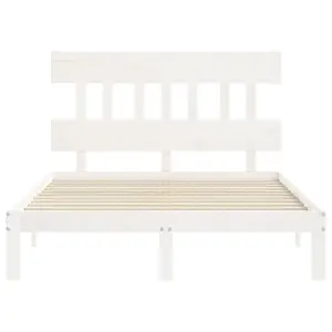 Berkfield Bed Frame with Headboard White 140x190 cm Solid Wood