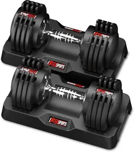 Entersports 12Kg/18KG Adjustable Dumbbells Adjustable Dumbbell Set For Saving Place, Dumbbells Adjustable With Non-Slip Handle 5 Weight Levels, Good