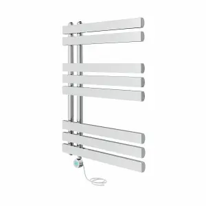 Rinse Bathrooms Designer Electric Thermostatic Heated Towel Rail D Shape Bathroom Ladder Style Radiator Warmer 800x600mm Chrome