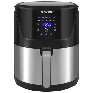 7L Large Air Fryer, Family Size Hot Air Fryer 1800W Digital Touchscreen With 10 Presets, Removable Basket, Timer & Temperature Control For Oil Free & Low Fat Healthy Cooking Black/Silver