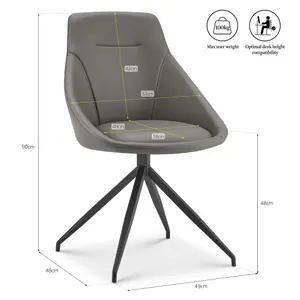 Lisbon Faux Leather Office Swivel Chair - Grey