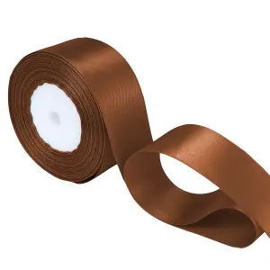 25mm Brown Double Sided Satin Polyester Ribbon Roll, 25 metres