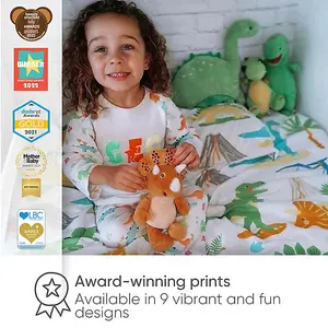 Bloomsbury Mill - Dinosaur World Kids Toddler Cot Bed Duvet Cover and Pillowcase Set - Cot Bed - 150 x 120cm