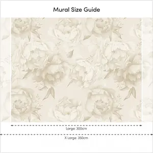 Vintage Peony Mural Wallpaper In Warm Neutrals (350cm x 240cm)