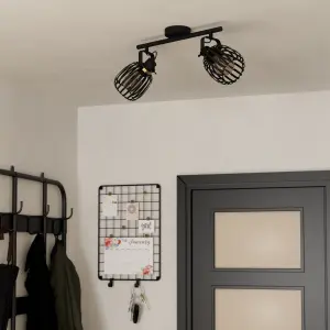 EGLO Girona Black Steel Modern 2 Light Spotlight