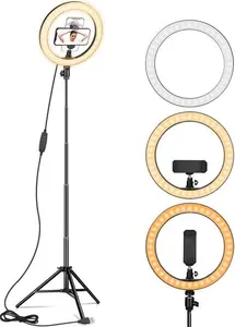 Ring Light 10" With 67" Extended Tripod Stand & Phone Holder For Youtube Video, Camera Led Ring Light For Streaming, Makeup, Selfie Photography