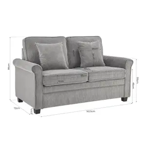 Ramy Corduroy 2 Seater Fold Out Sofa Bed Grey Convertible Sleeper Sofa