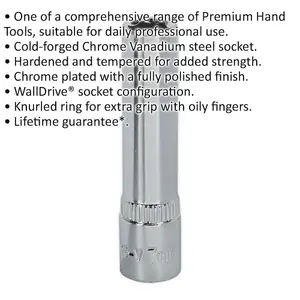 7mm Deep Drive Socket - Premium Forged Steel Chrome Vanadium 1/4" Square Drive Tool