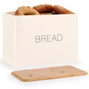 EHC Bread Bin, Bread Bins for Kitchen, Bread Tin, Large Bread Bin food Storage, Cream