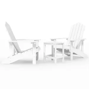 Berkfield Garden Adirondack Chairs with Table HDPE White