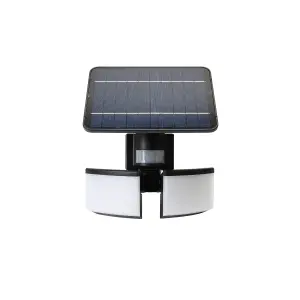 Black Solar-powered Cold white Integrated LED Floodlight 800lm