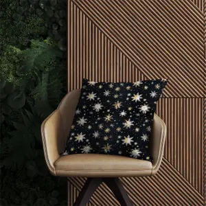 Silver Gold Snowflake Pattern Outdoor Cushion 45cm x 45cm