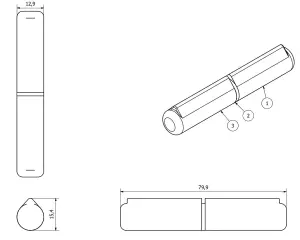 Pack 2 Lift Off Bullet Hinge Weld On Brass Bush 13x80mm Heavy Duty Industrial