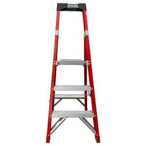 Excel Electricians Fibreglass Platform Step Ladder 3 Tread 1.34m EN131