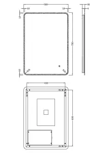 Soft Square LED Illuminated Touch Sensor Mirror with Demister, 700mm x 500mm - Chrome