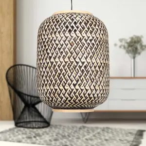 First Choice Lighting Set of 2 Tonia Mixed Bamboo Weaved Pendant Lightshades