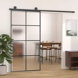 Berkfield Sliding Door with Hardware Set 102.5x205 cm ESG Glass&Aluminium