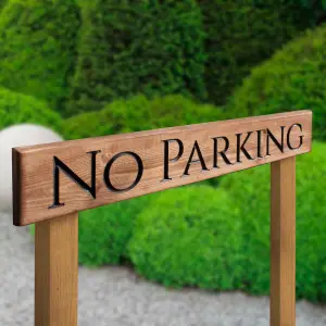 Peak Heritage Engraved Wooden Sign 60cm With Posts - No Parking