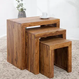 Theirry Solid Wood Sled Nest Of Tables