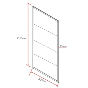 Annecy Black Horizontal Framed Single Bath Screen (W)800mm (H)1500mm