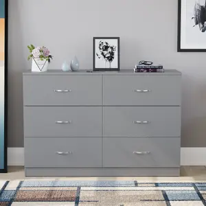 Vida Designs Riano Grey 6 Drawer Chest (H)800mm (W)1200mm (D)400mm