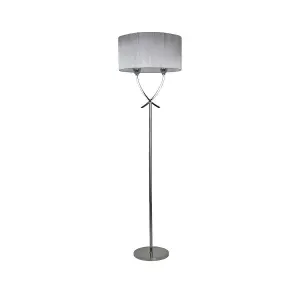 Justina 2 Light Polished Chrome Floor Lamp with Silver Thread Shade