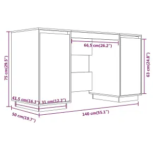 Berkfield Desk Black 140x50x75 cm Solid Wood Pine