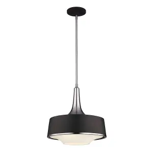 Elstead Holloway 4 Light Dome Ceiling Pendant Black, Brushed Steel, E27