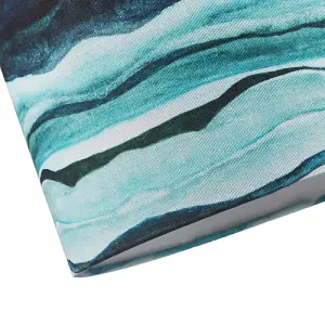 Sea Waves Drum Lamp Shade in Teal Duck Egg and Navy Blue - 25cm Linen Fabric