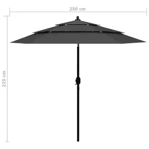 Berkfield 3-Tier Parasol with Aluminium Pole Anthracite 2.5 m