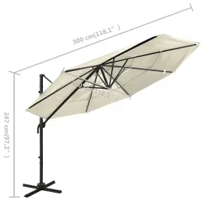 Berkfield 4-Tier Parasol with Aluminium Pole Sand 3x3 m