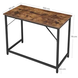 Jana Desk Rustic Brown/Black / 76cm H x 100cm W x 50cm D