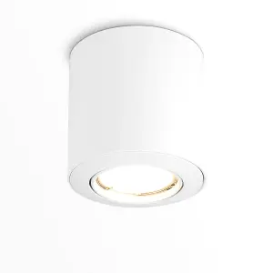 ValueLights GU10 Gloss White Tiltable Surface Mounted Ceiling Spotlight Downlight - Complete with 1 x 5W GU10 Warm White LED Bulb